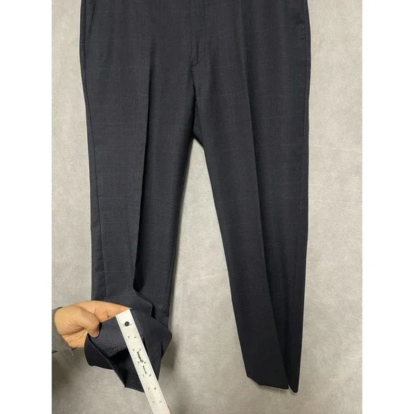 Ralph Lauren Suit Men 42R Blue Windowpane Plaid 2B Wool Academia W36X31L Luxury - Picture 12 of 16